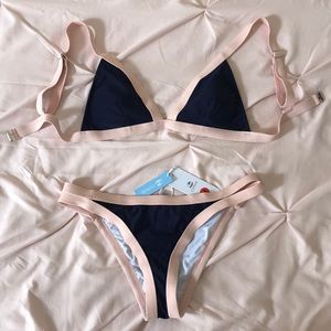 Cupshe light pink and navy bikini